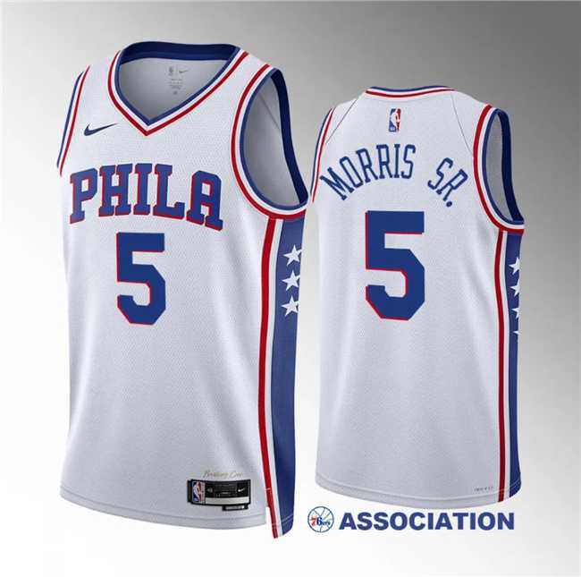 Men%27s Philadelphia 76ers #5 Marcus Morris Sr White Association Edition Stitched Jersey Dzhi